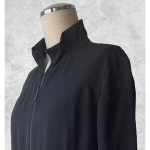 Lafayette 148 New York Silk Jacket Women’s Size Small Black Zip Front Minimalist